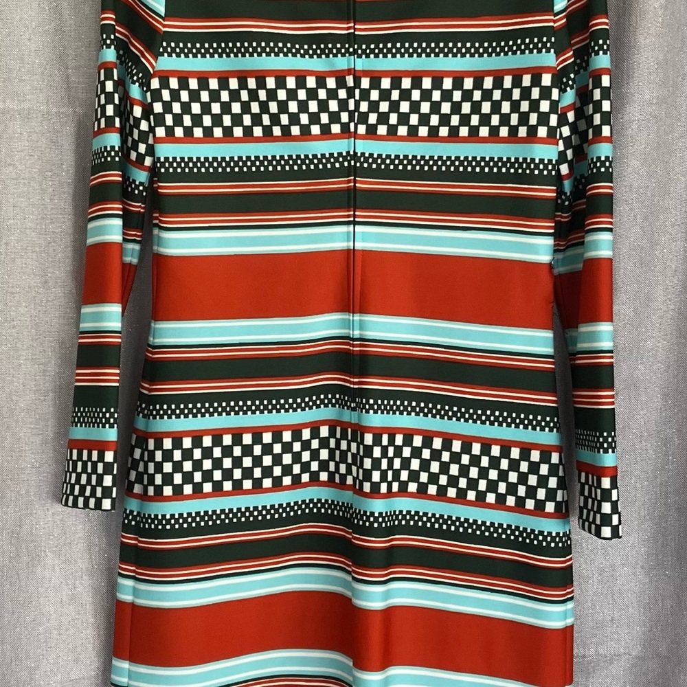 Vintage Mr Simon Striped Green and Red dress. Zip back and tie belt. - Picture 4 of 8
